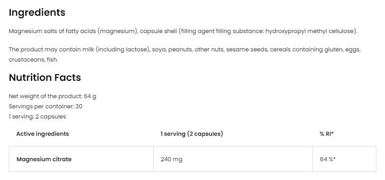 Magnésium Pharma Citrate 60 Capsules