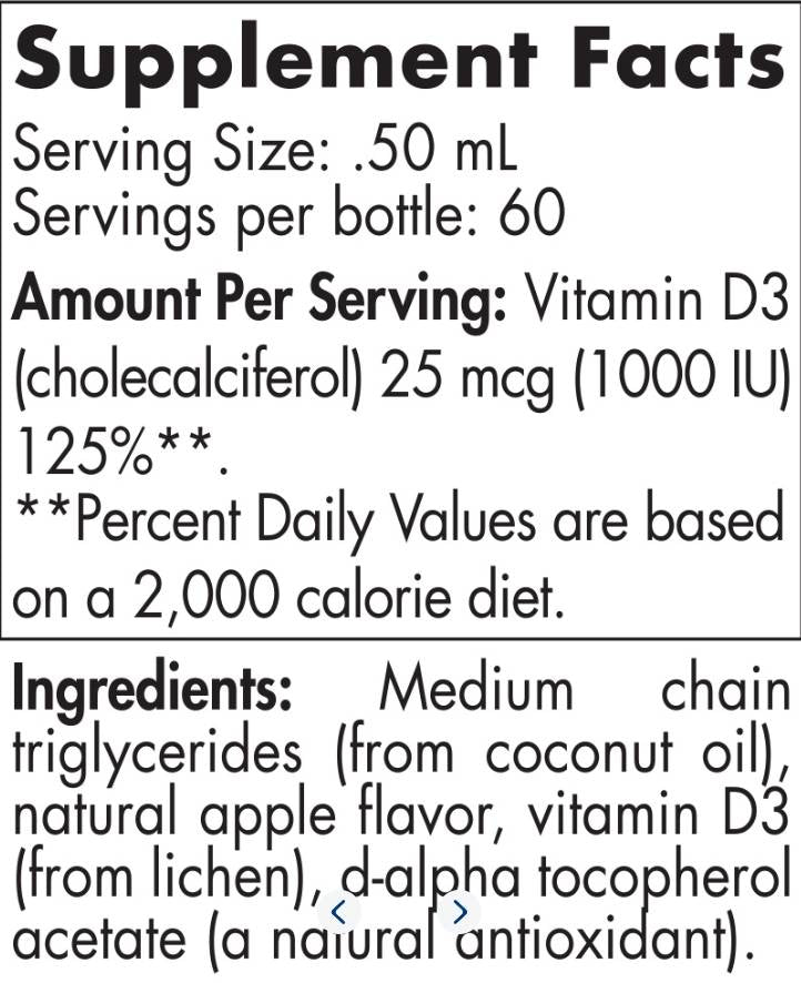 Liquide de vitamine D3 à base de plantes - 30 ml