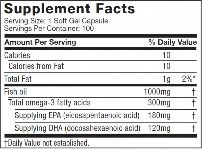Platine Omega Fish Huile - 100 capsules de gel