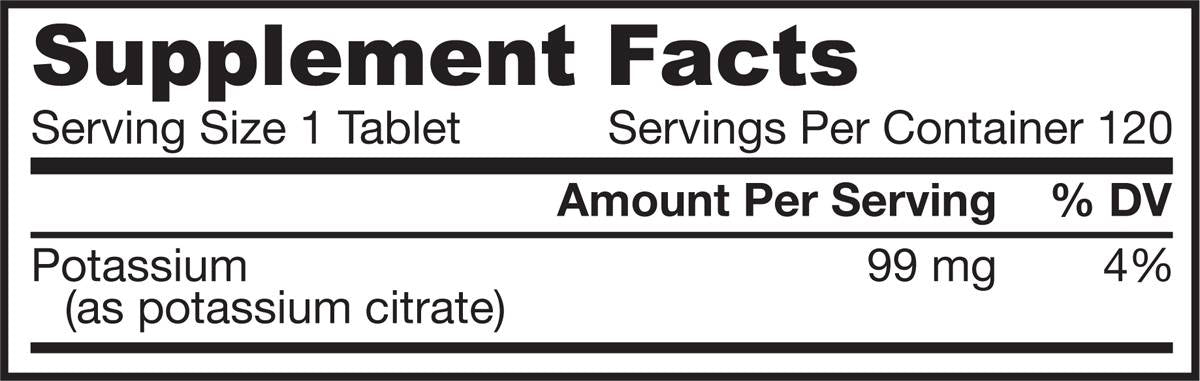 Citrate de potassium 99 mg 120 comprimés