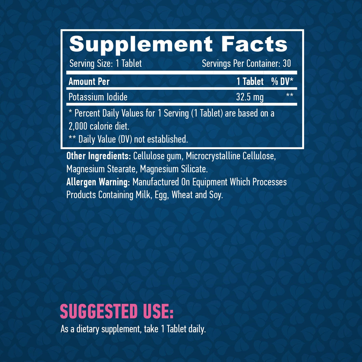Iodure de potassium 32,5 mg./30 onglets.