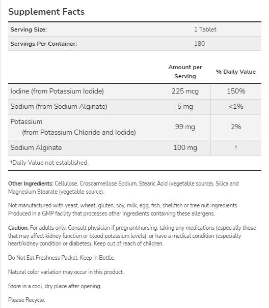Potassium plus iode | Support d'équilibre électrolyte - 180 comprimés