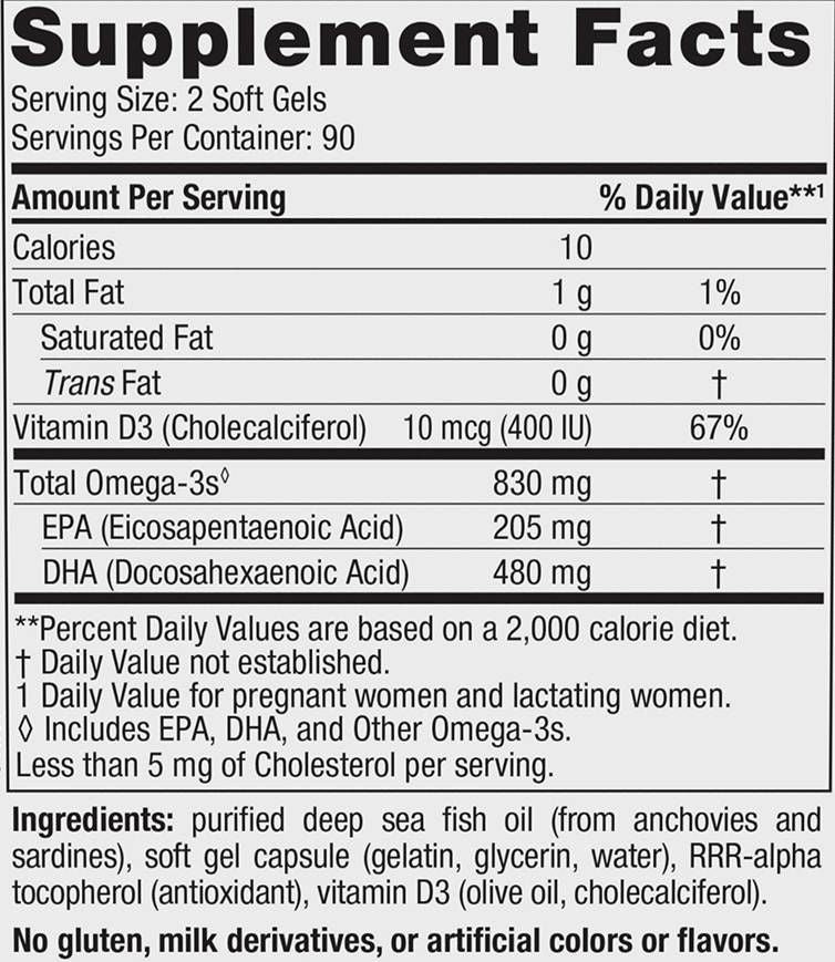 Dha prénatal 830 mg | Avec 400 UI D3 - 180 capsules de gel