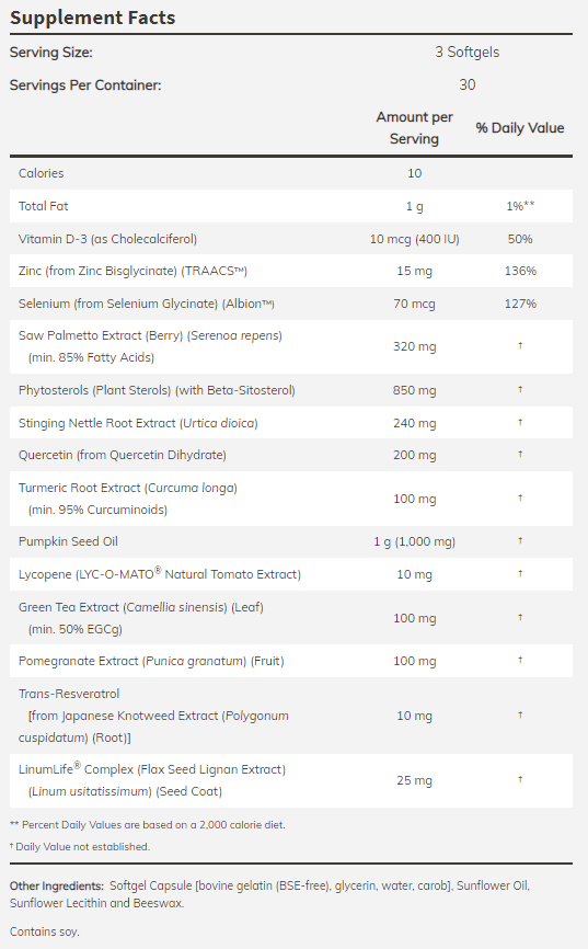 Santé de la prostate - 90 capsules de gel
