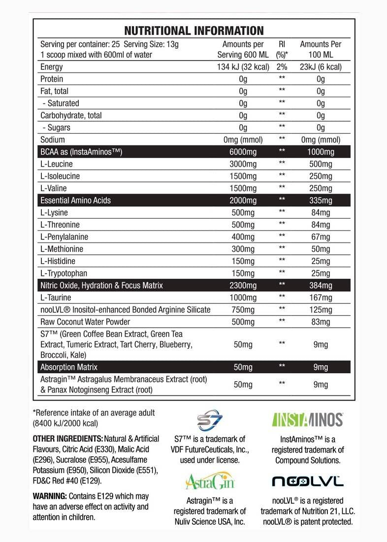 Pumping aminos 2.0 | Hydratation et concentration - 317 grammes