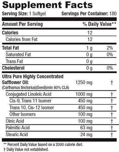 Pure CLA 1250 - 180 capsules de gel