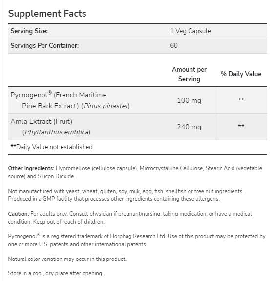 Pycnogénol 100 mg - 60 capsules
