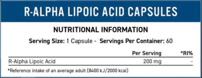 R-ALA 200 mg | R-alpha acide lipoïque - 60 capsules