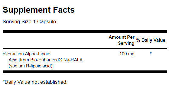 R-Fraction Alpha Lipoic Acid - Double résistance 100 mg - 60 capsules