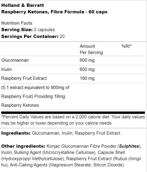 Ketones de framboise | Formule de fibre - 60 capsules