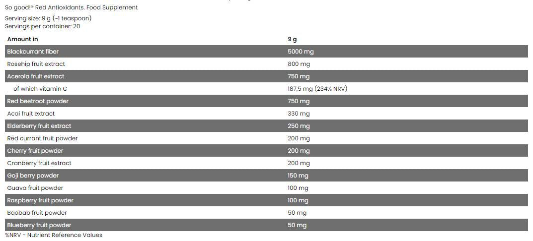 Antioxydants rouges/So Good Superfoods 180 grammes