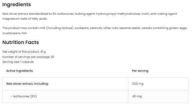 Trèfle rouge 500 mg | avec 8% d'isoflavones 60 capsules