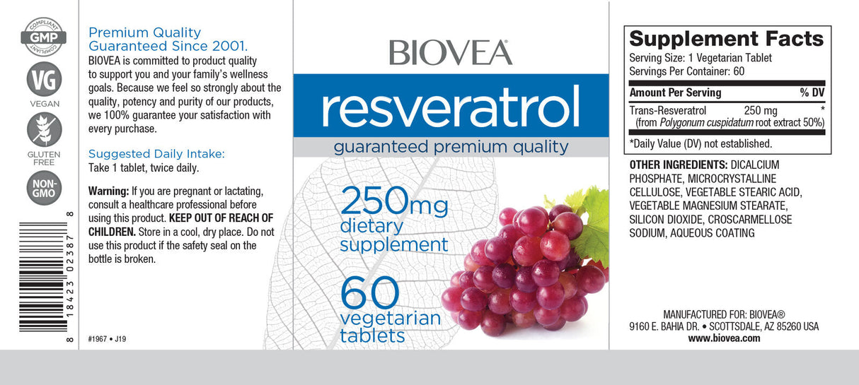 Resvératrol 250 mg/60 onglets