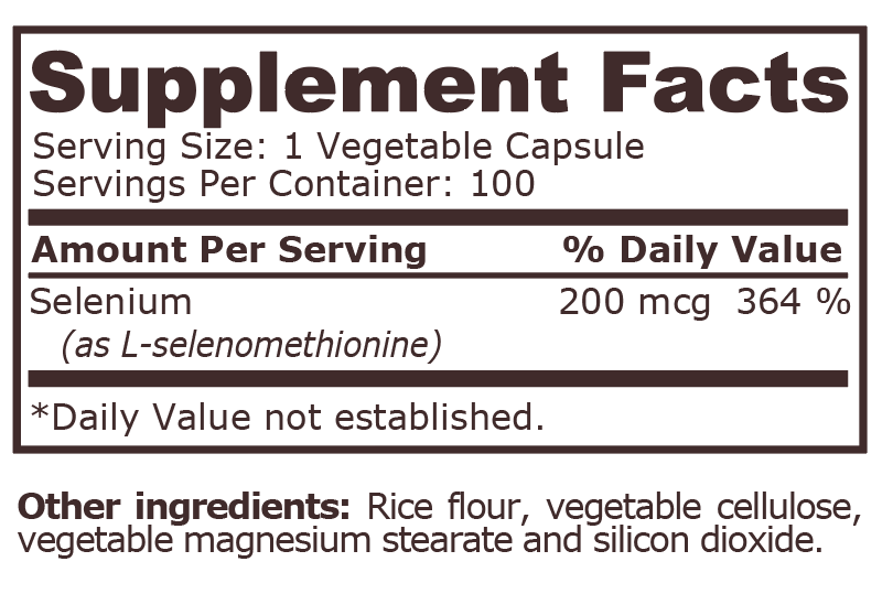 <tc>Pure Nutrition</tc> - SÉLÉNIUM 200 mcg - 100 Gélules Végétales