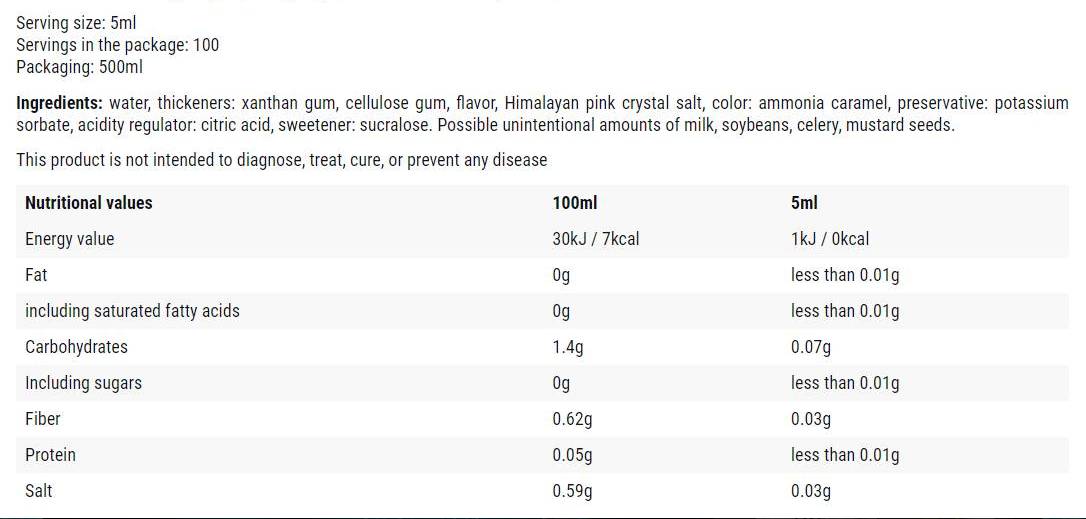Caramel salé/sirop calorique - 500 ml