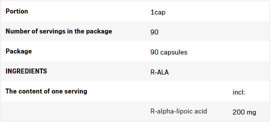 R-ala | R-alpha acide lipoïque 200 mg - 90 capsules