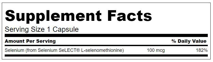 Sélénium 100 mcg (L-sélénométhionine) - 200 capsules