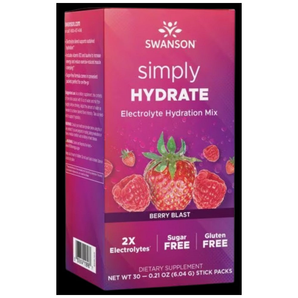 Hydrater simplement | Mélange d'hydratation d'électrolyte sans sucre - 30 paquets