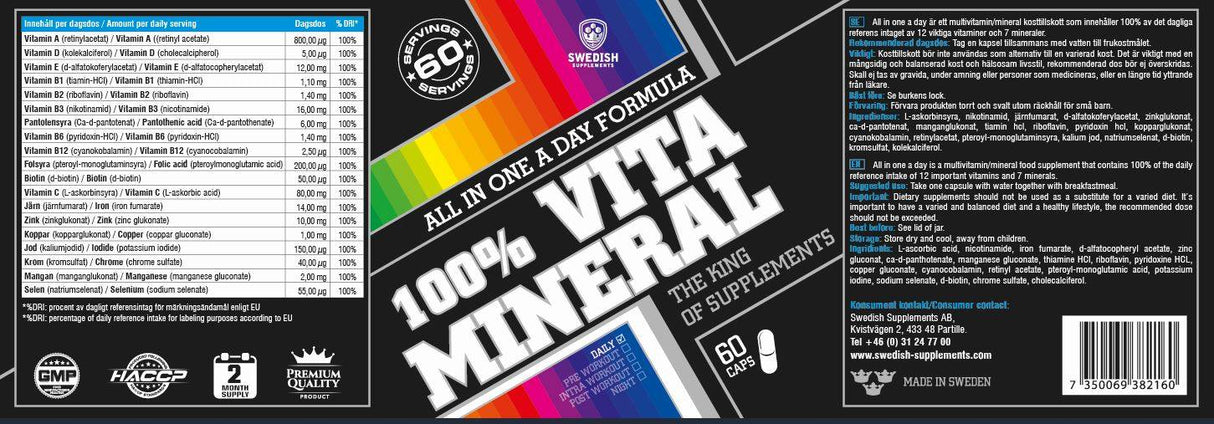 100% Vita Mineral/All in One a A Day Formula - 60 capsules