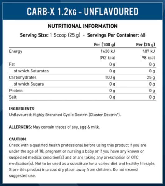 Carb-x | 100% glucides cycliques de dextrine - 1200 grammes