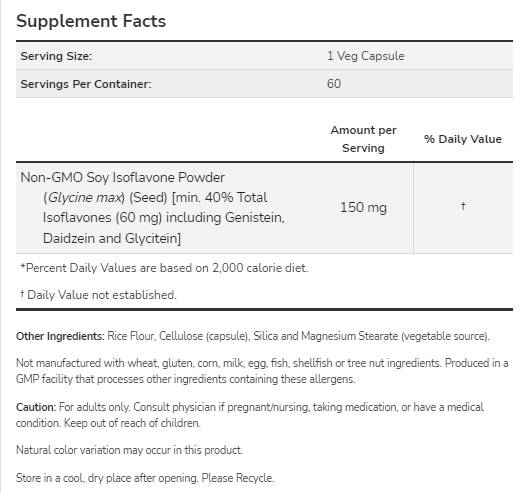 Isoflavones de soja 150 mg - 120 capsules