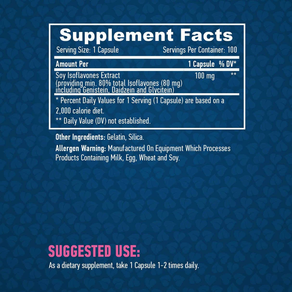 Isoflavones de soja à 80% Extrait des capuchons non GMO 100 mg/100.