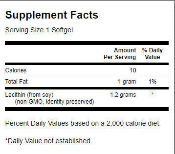 Lecithine de soja non GMO 1200 mg - 90 capsules de gel