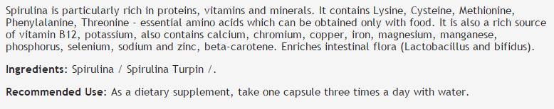 Spiruline 430 mg - 100 capsules