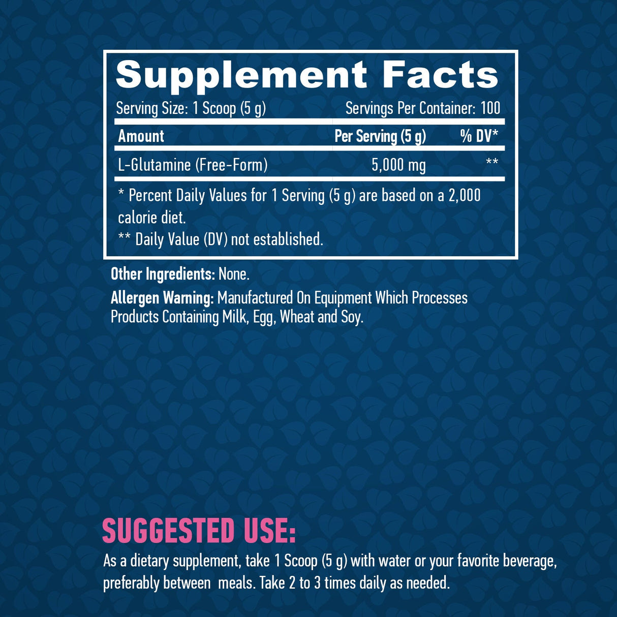 Sports 100% pure L-glutamine - 0,500 kg