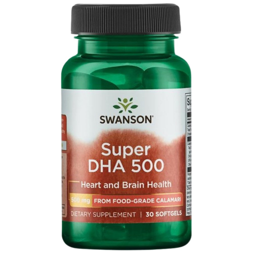 Super DHA 500 | Des capsules de gel calamari 30 de qualité alimentaire
