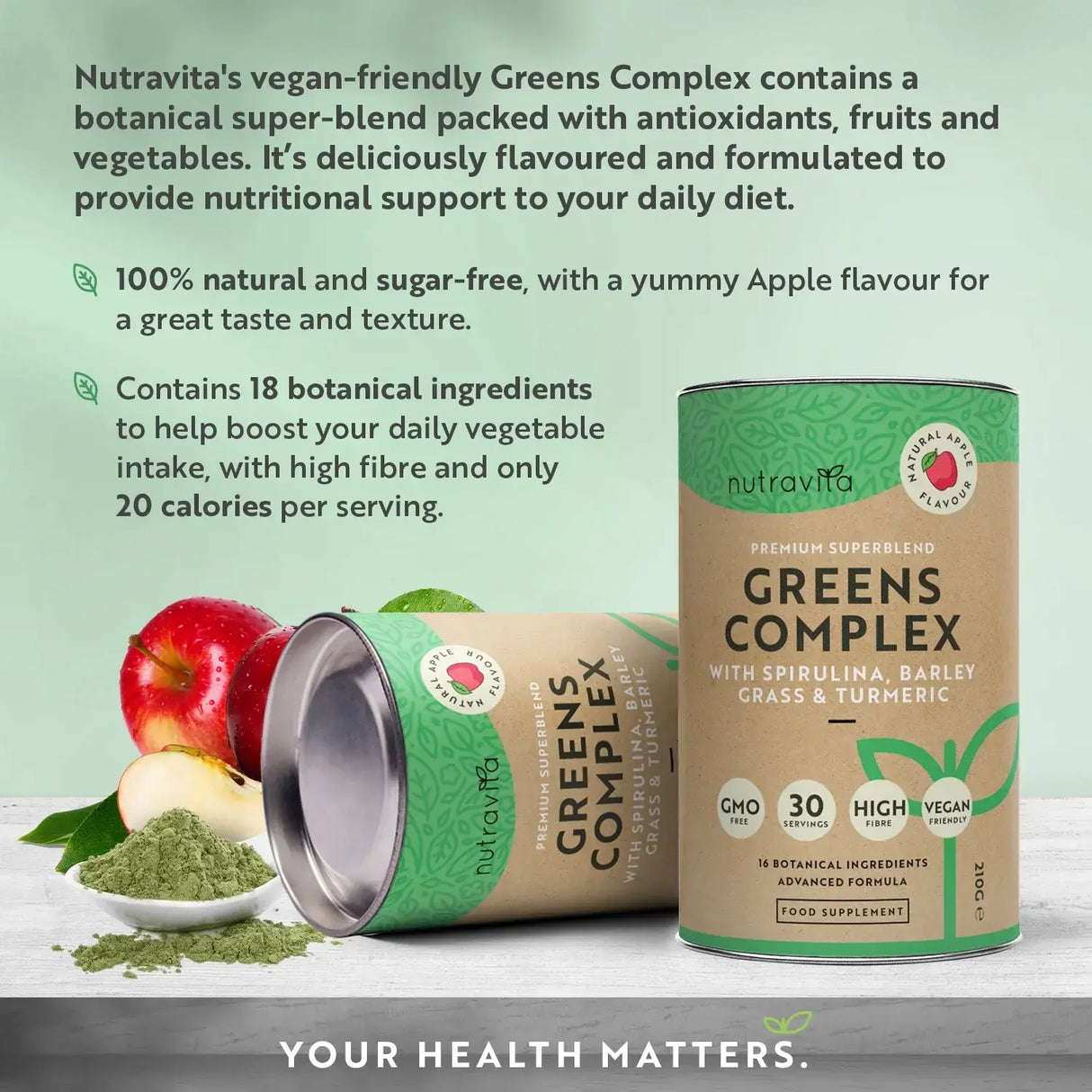 Complexe Super Greens (18 ingrédients actifs) 200 g <tc>Nutravita</tc>