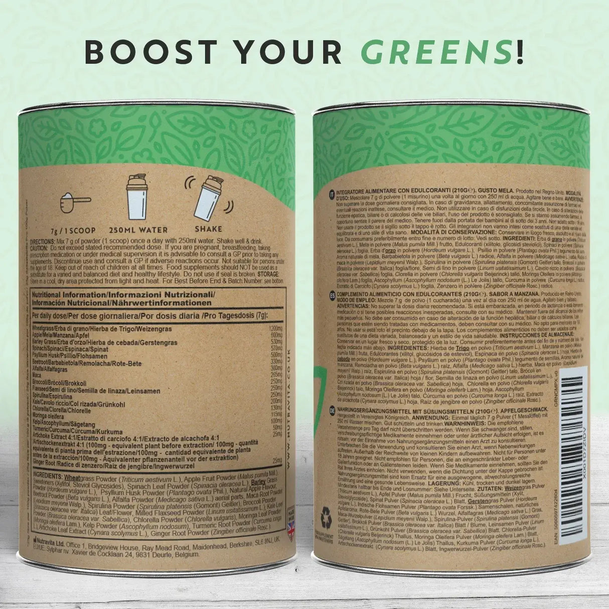 Complexe Super Greens (18 ingrédients actifs) 200 g <tc>Nutravita</tc>