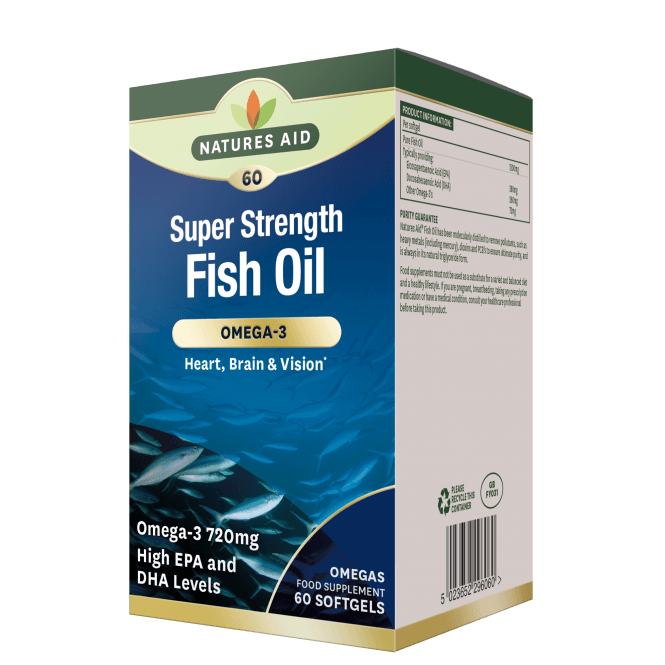Huile de poisson concentrée (Super Strength Fish Huile) 1200 mg 60 capsules molles