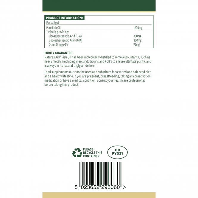 Huile de poisson concentrée (Super Strength Fish Huile) 1200 mg 60 capsules molles