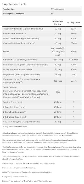 Énergie soutenue | avec xtnergy ™ - 90 capsules