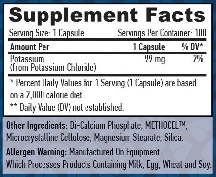 Potassium à libération prolongée 99 mg./100 VCAPS.