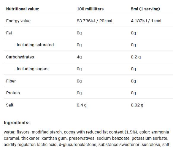 Sirop zéro calorie | Chocolate - 500 ml