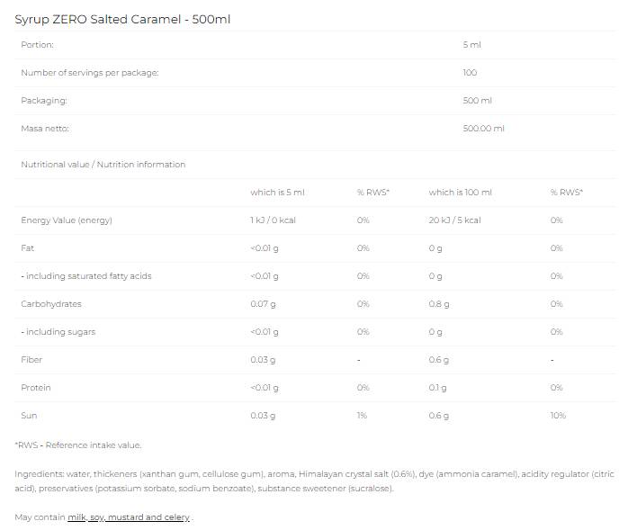 Sirop Zero - Caramel salé - 500 ml