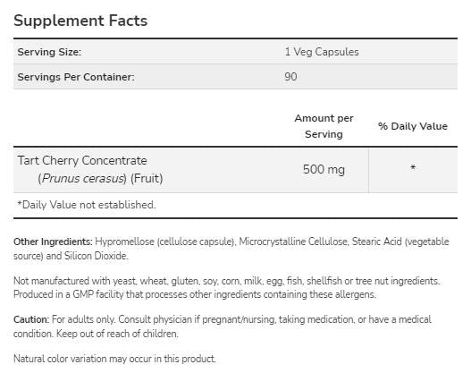 Cherry tarte 500 mg - 90 capsules