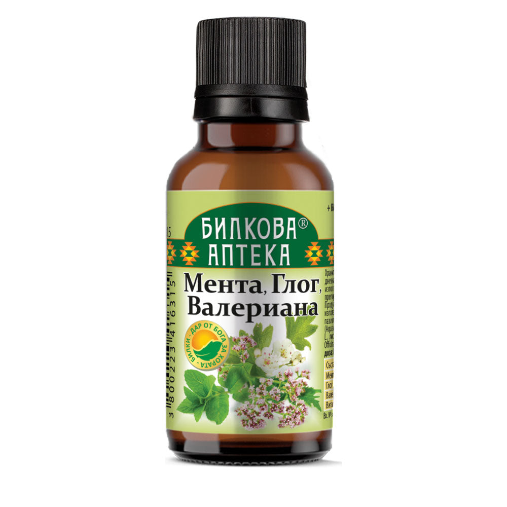 Tenture menthe, aubépine, valériane - 20 ml