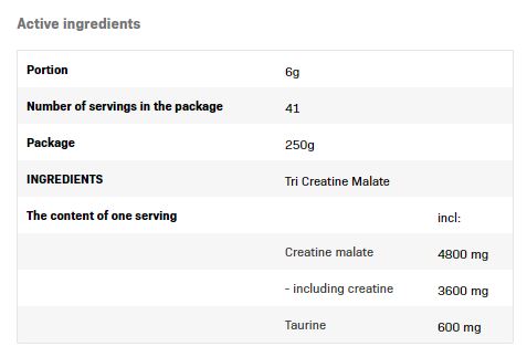 Poudre de malate de créatine - 0,250 kg