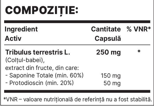 Tribul 250mg | Tribulus terrestris Extrait - 60 capsules