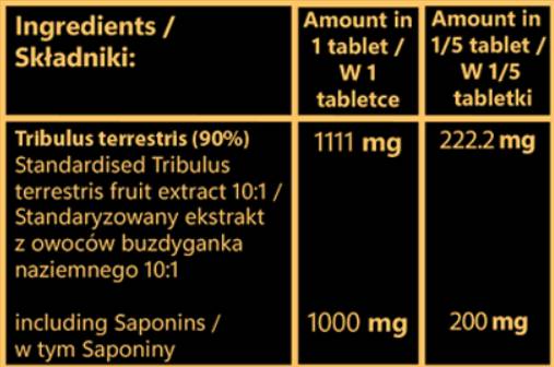 Tribulus 1000 mg | Extrait de fruits avec 90% de saponines - 100 comprimés