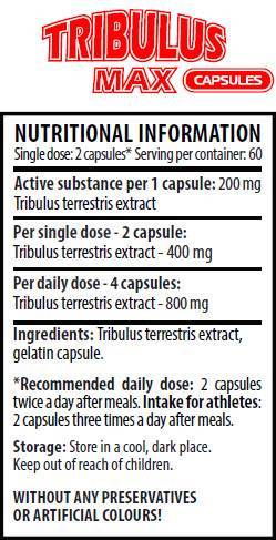 Tribulus max caps 200 mg 120 capsules