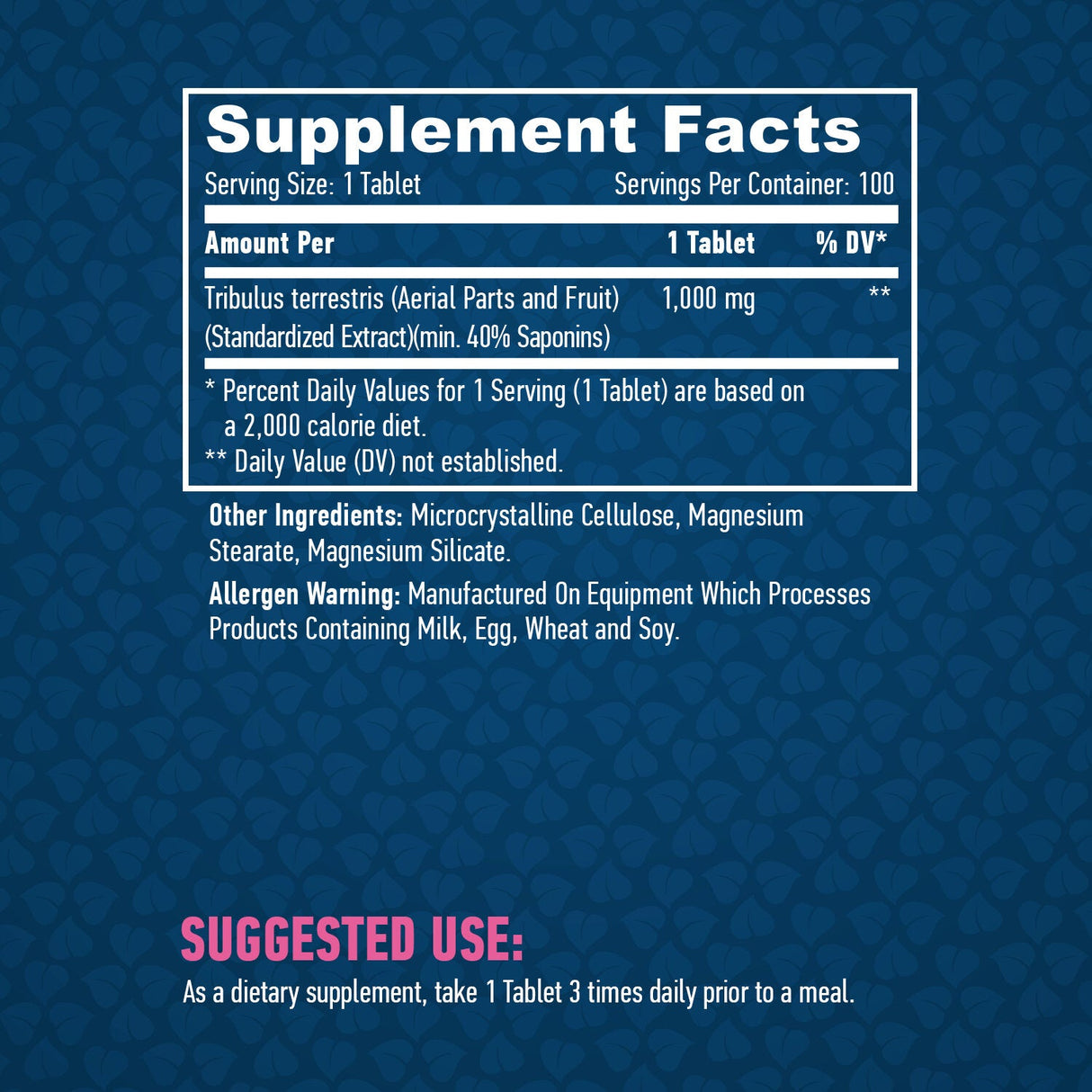 Tribulus terrestris 1000 mg./100 onglets.