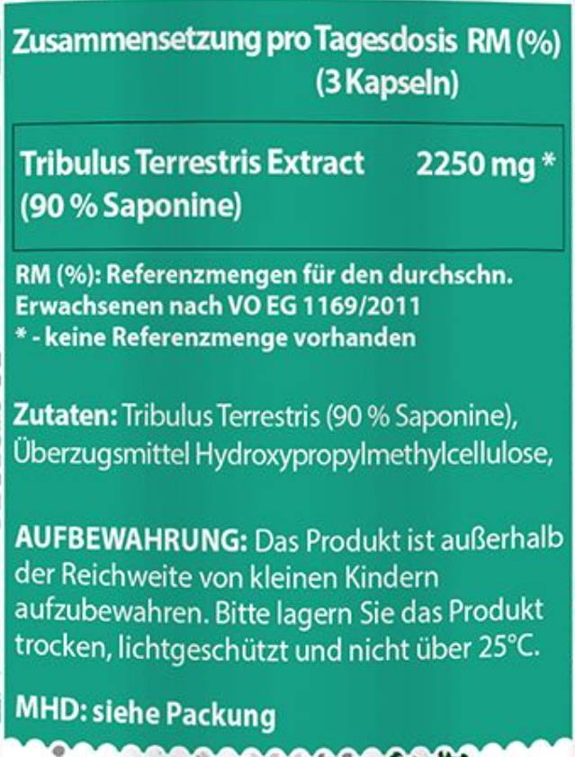 Tribulus terrestris | 90% saponines - 90 capsules