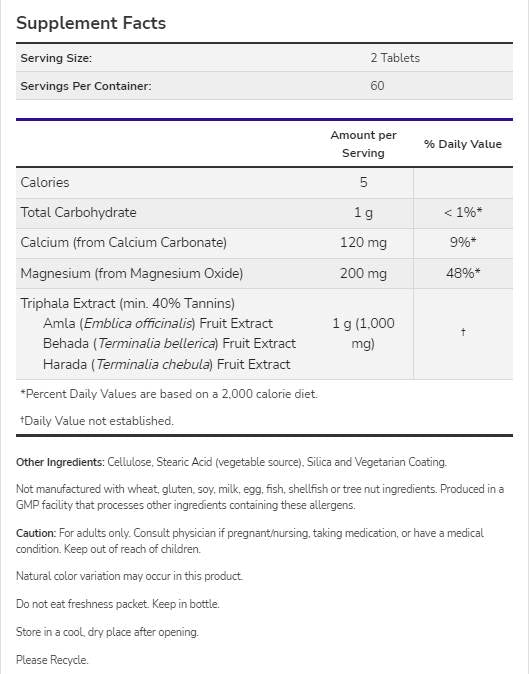 Triphala 500 mg - 120 comprimés