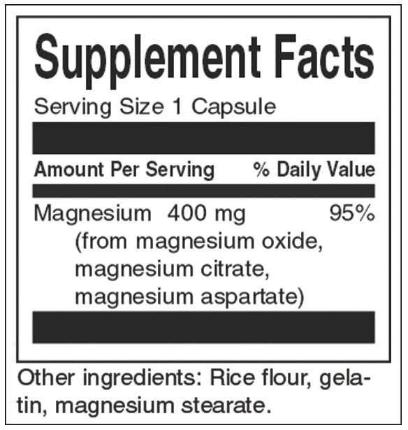 Complexe triple magnésium 400 mg - 30 capsules