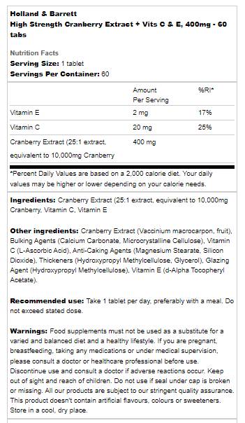 Triple résistance Concentré de canneberge 400 mg - 60 comprimés