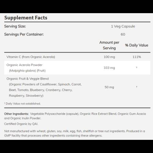 Tru-c | 100 mg de vitamine C à partir d'Acerola - 60 capsules